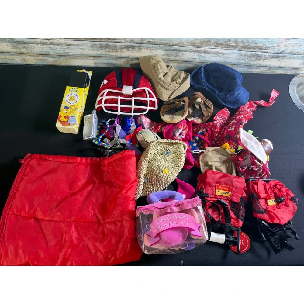 Build-A-Bear Workshop Accessory Lot OS Mixed Backpacks Shoes Hats Flute Toy